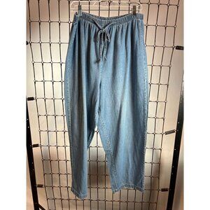 Vintage Studio 1X Denim Drawstring Elastic Waist Tapered Pants Womens Relaxed Fi
